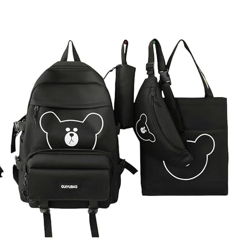 JINGBDO Rucksack Frauen Umhängetasche Multi -Set Leichter Süßer Rucksack Großer Kapazität Mode -Casual -Umhängetasche-Schwarz von JINGBDO