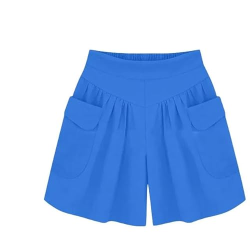 JINGBDO Shorts Für Frauenlässige Frauen-A-Line-Shorts Frauen Solid Color Lose Shorts Frauen Hohe Taille Bequeme Outdoor-Shorts-Blau-2Xl von JINGBDO