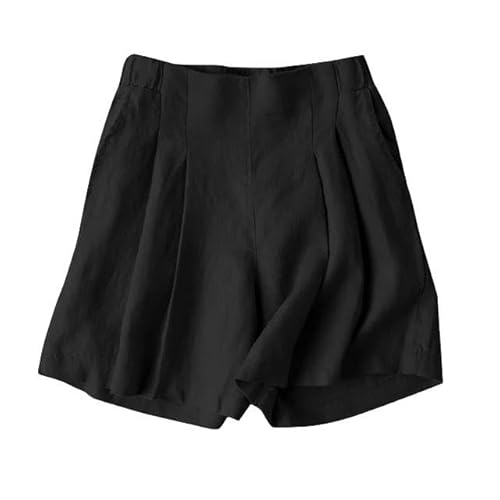 JINGBDO Shorts Für Frauensommershorts Für Frauen Modische Elastische Elastische Taille Solid Color Hosen Elegante Freizeit -Strandfeiertaghosen-Schwarz-4Xl von JINGBDO