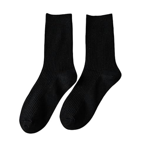 JINGBDO Socken Für Männer Und Frauen 3Pairs Frühling Herbst Männer Socken Sport Mitte Frauen Socken Baumwolle Bequeme Solid Color Kleidung-Schwarz-Größe Passend Für Alle 39-44 von JINGBDO