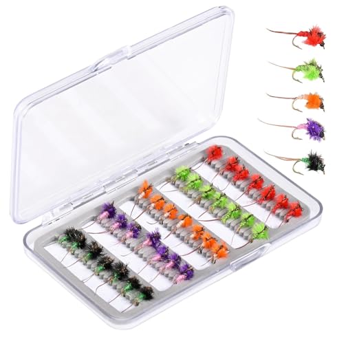 JINGLING Fly Fishing Lures für Forellen, Bassfischerei Fly Kit | 35x Fly Lure Carbon Steel Künstliche Köder | Organizer Box umfasste Süßwassersalzwasser -Verwendung eines Anging Tackle für Flüsse, von JINGLING