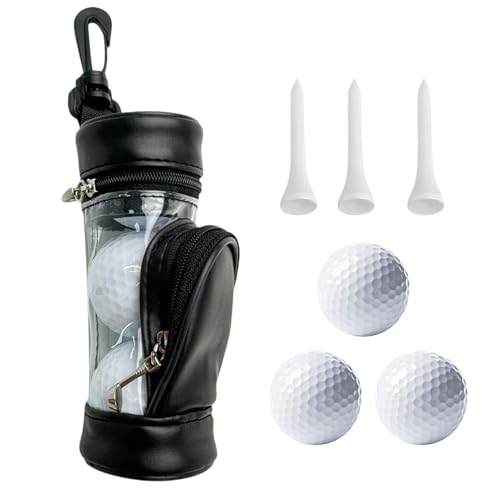 JINGLING Golf-Teebeutel-Beutel, Golfball-Beutel, Tragbare Golfball-Hülle, Golf-Tee-Tasche mit 3 Bällen, Golfzubehör, Golfballsammler, Golf-Tee-Tasche für Golftraining, Familie, Training, Freunde von JINGLING