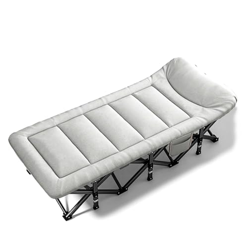 JINGSHIQIAOPL Klappbett für Erwachsene, Tragbare Feldbett mit Seitlicher Aufbewahrungstasche, Feldbetten Campingbett für Draußen(Gray) von JINGSHIQIAOPL