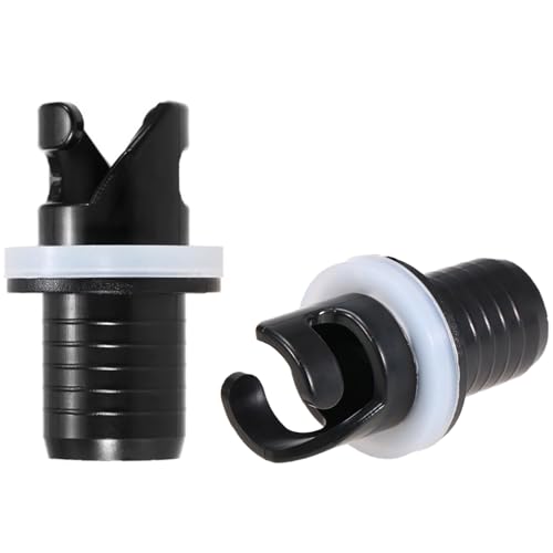 JINJUMEI 2 Pcs Aufblasbare Bootspumpe Adapter, Kajak-Luftventil-Anschluss, Schwarz, Bootsventil-Adapter, Surfbrett Zubehör, Sup Pumpenadapter Konverter für Aufblasbares Ruderboot von JINJUMEI