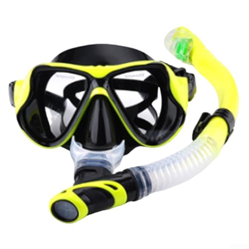 Explore Underwater mit Schnorchelset für Erwachsene, gehärtetes Glas Linse und verstellbare Größe (gelb) von JINSBON