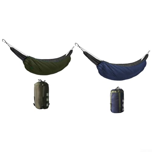 Tragbare Campingwiege für Einzelpersonen, mit winddichter und Kälteschutzabdeckung für Outdoor-Camping (Armeegrün) von JINSBON