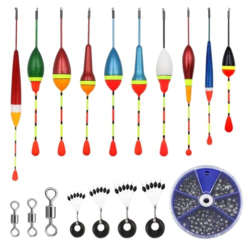 JINXIAN 205 Pcs Bleischrot Angeln 10 Pcs Posen Angeln Set 4 Pcs Gummistopper Angeln 3 Pcs Wirbel Angeln Angelzubehör für Unterschiedlich Fischarten in Seen Oder Teichen JINXIAN 205 Pcs Bleischrot Angeln 10 Pcs Posen Angeln Set 4 Pcs Gummistopper Angeln 3 Pcs Wirbel Angeln Angelzubehör für Unterschiedlich Fischarten in Seen Oder Teichen von JINXIAN