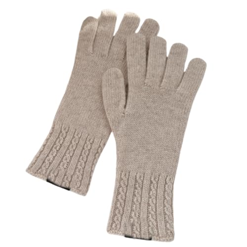 JINZIJINYU Damen Strickhandschuhe Mit Zopfstrickmuster Chain Twist Handschuhe Damen Winter Fingerlose Touchscreen Fahrrad Skihandschuhe Beige von JINZIJINYU