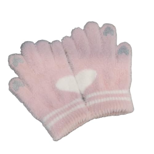 JINZIJINYU Damen Strickhandschuhe Mit Zopfstrickmuster Love Plüschhandschuhe Winterverdickte Outdoor Rad Und Laufhandschuhe Rosa von JINZIJINYU