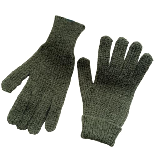 JINZIJINYU Damen Strickhandschuhe Mit Zopfstrickmuster Zwei Finger Handschuhe Aus Einfarbiger Wolle Mit Split Finger Touchscreen Partikelgewebte Fahrrad Skihandschuhe Dunkelgrün von JINZIJINYU