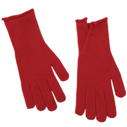 JINZIJINYU Damen Touchscreen Stoff Handschuhe Geteilte Handschuhe Winter Bunte Wolle Touchscreen Fünf Finger Handschuhe Rot von JINZIJINYU