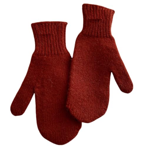 JINZIJINYU Damen Warm Winter Gefüttert Vertical Finger Fäustlinge Winter Verdickte Kältebeständige Fahrradhandschuhe Orange von JINZIJINYU