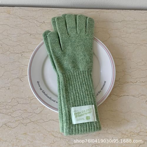 JINZIJINYU Damen Warme Winter Handschuhe Farbige Winterhandschuhe Verlängert Fingerlos Einfarbig Wollarmband Fahrradhandschuhe Grün von JINZIJINYU