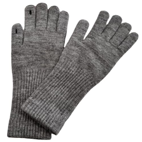 JINZIJINYU Damen Winter Strickhandschuhe Thermo Bunte Fingerlose Lange Touchscreen Handschuhe Wollhandschuhe Winter Radsport Stretch Handschuhe Grau von JINZIJINYU