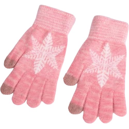 JINZIJINYU Damen Winter Strickhandschuhe Thermo Fingerlose Winter Fleece Fahrrad Mischhandschuhe Rosa von JINZIJINYU