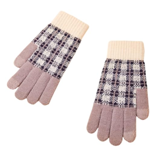 JINZIJINYU Damen Winter Strickhandschuhe Thermo Winter Touchscreen Handschuhe Winter Samt Radfahren Verdickte Paar Wollhandschuhe Braun von JINZIJINYU