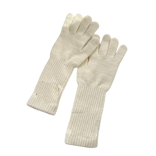 JINZIJINYU Damen Winter Strickhandschuhe Thermo Zwei Finger Touchscreen Verdickte Winter Fünf Finger Fahrrad Freizeithandschuhe Beige von JINZIJINYU