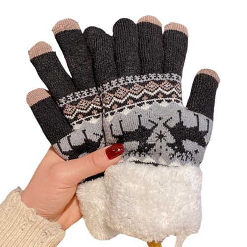 JINZIJINYU Damen Winterhandschuhe Weihnachts Samt Touchscreen Handschuhe Winter Rad Und Laufhandschuhe Schwarz von JINZIJINYU