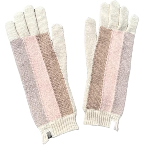 JINZIJINYU Damen Winterhandschuhe Winter Kontrast Fingerhandschuhe Bunte Vertikale Streifen Herren Touchscreen Laufhandschuhe Beige von JINZIJINYU