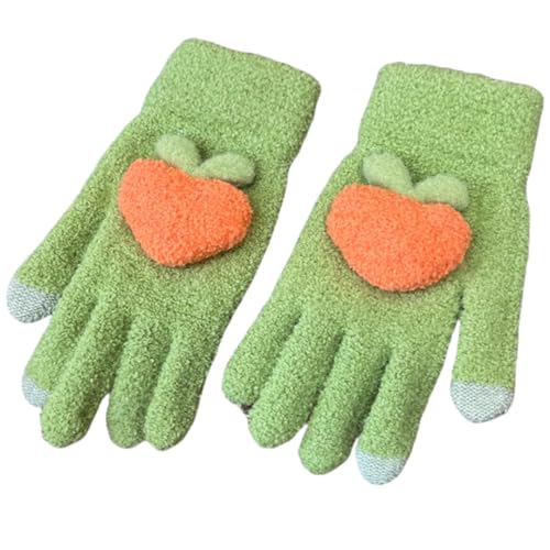 JINZIJINYU Gestrickte Warme Handschuhe Dreidimensionale Love Touchscreen Handschuhe Winterwolle Radfahren Verdickte Handschuhe Grün von JINZIJINYU