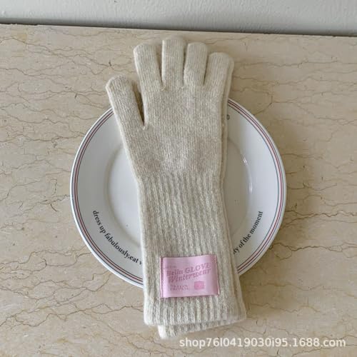 JINZIJINYU Gestrickte Warme Handschuhe Farbige Handschuhe Winter Verlängerte Fingerlose Einfarbige Wollarmband Fahrradhandschuhe Weiß von JINZIJINYU