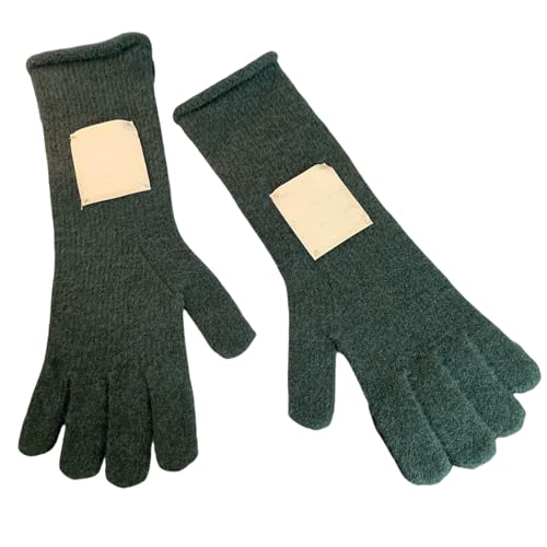 JINZIJINYU Handschuhe Strick Damen Farbige Handschuh Buchstaben Touchscreen Radsport Outing Wollhandschuhe Dunkelgrün von JINZIJINYU