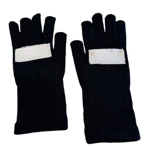 JINZIJINYU Handschuhe Strick Damen Winter Einfarbige Wollhandschuhe Touchscreen Split Finger Radfahren Kältebeständige Handschuhe Schwarz von JINZIJINYU