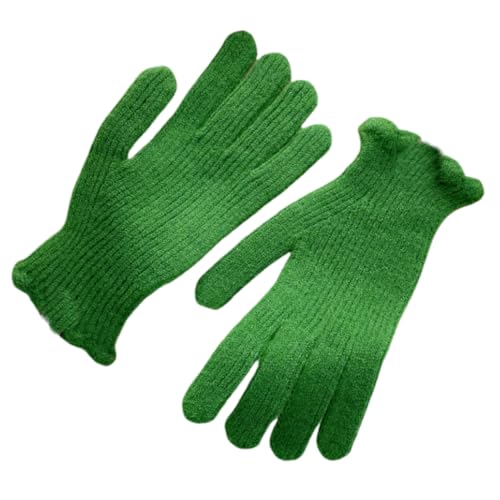 JINZIJINYU Strickhandschuhe Damen Gefüttert Einfarbige Fingerlose Touchscreen Wollhandschuhe Mit Fungus Spitze Zum Radfahren Ski Handschuhe Hellgrün von JINZIJINYU