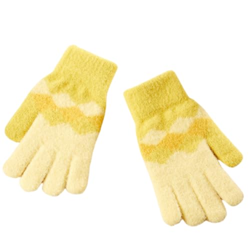 JINZIJINYU Strickhandschuhe Damen Gefüttert Farblich Passende Touchscreen Handschuhe Für Den Winter Kältebeständig Mit Geteilten Fingern Fahrradhandschuhe Gelb von JINZIJINYU