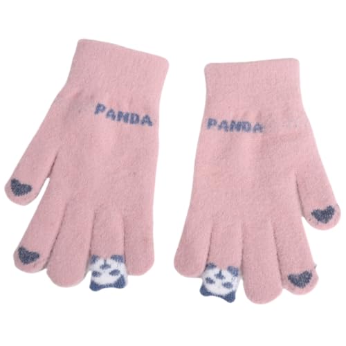 JINZIJINYU Strickhandschuhe Damen Gefüttert Finger Bear Touchscreen Winterhandschuhe Plüsch Radfahren Kältebeständige Handschuhe Rosa von JINZIJINYU