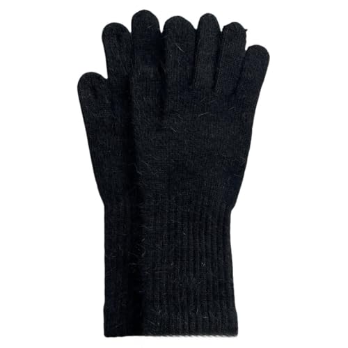 JINZIJINYU Strickhandschuhe Damen Gefüttert Lange Fünf Finger Handschuhe Für Den Winter Fingerlos Touchscreen Einfarbig Fahrradhandschuhe Schwarz von JINZIJINYU