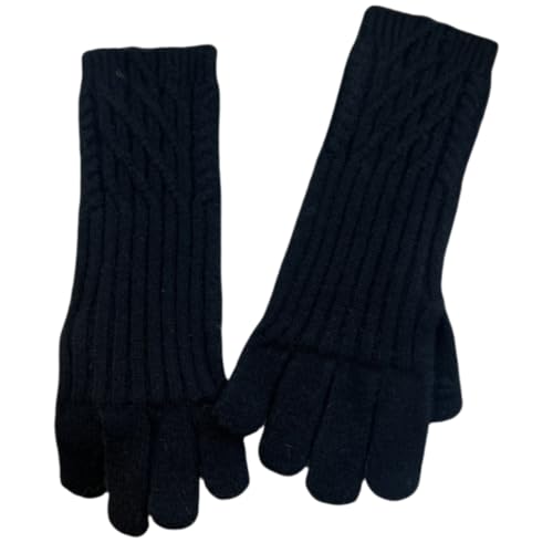 JINZIJINYU Strickhandschuhe Für Damen Fingerlose Touchscreen Handschuhe Für Damen Mit Vertikalen Streifen Winter Finger Fahrrad Ski Handschuhe Schwarz von JINZIJINYU