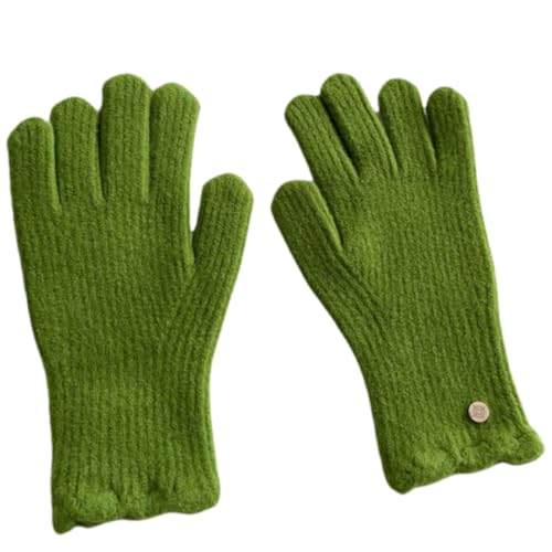 JINZIJINYU Strickhandschuhe Für Damen Gerüschte Fingerlose Touchscreen Woll Split Finger Handschuhe Für Damen Winter Handyhandschuhe Dunkelgrün von JINZIJINYU