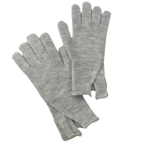 JINZIJINYU Strickhandschuhe Thermohandschuhe Geteilte Handschuhe Für Damen Winter Einfarbig Fünf Finger Wollpaare Herren Fahrradhandschuhe Hellgrau von JINZIJINYU