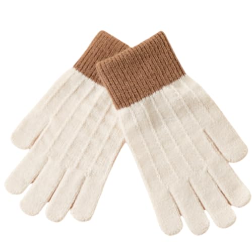 JINZIJINYU Strickhandschuhe Thermohandschuhe Winter Fleece Kälteschutzhandschuhe Fingerlose Touchscreen Handschuhe Beige von JINZIJINYU