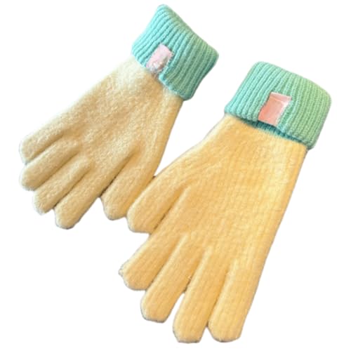 JINZIJINYU Strickhandschuhe Thermohandschuhe Winterverdickte Studentenhandschuhe Rad Und Laufhandschuhe Aus Wolle Gelbgrün von JINZIJINYU