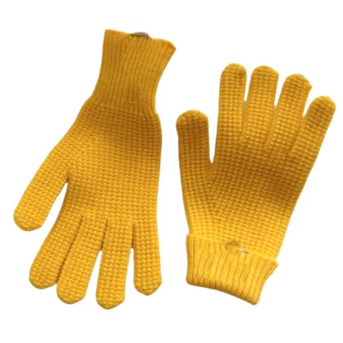 JINZIJINYU Strickhandschuhe Thermohandschuhe Zwei Finger Freiliegende Einfarbige Geteilte Finger Touchscreen Wollhandschuhe Partikelgewebte Fahrrad Skihandschuhe Gelb von JINZIJINYU