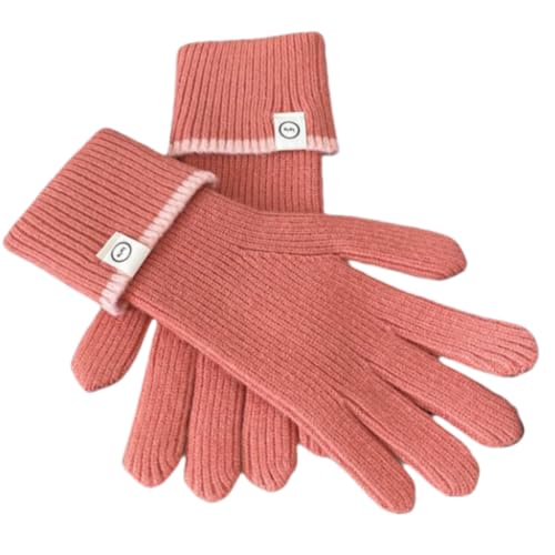 JINZIJINYU Thermo Winterhandschuhe Gespleißte Gestreifte Wollhandschuhe Winterfahren Radfahren Fingerlose Touchscreen Wollhandschuhe Orange von JINZIJINYU