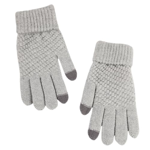 JINZIJINYU Thermo Winterhandschuhe Handschuhe Mit Jacquard Ananasmuster Kältebeständige Wollhandschuhe Fahrrad Touchscreen Fingerhandschuhe Für Herren Grau von JINZIJINYU