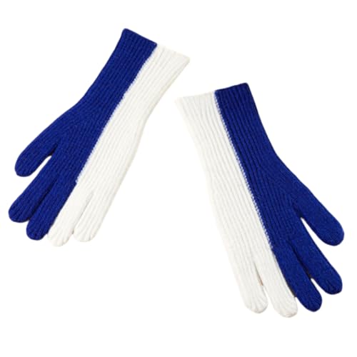 JINZIJINYU Thermo Winterhandschuhe Winter Handschuhe Mit Gespleißten Farben Fingerloser Touchscreen Kältebeständige Wollhandschuhe Blau von JINZIJINYU