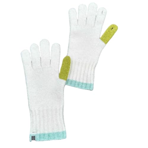 JINZIJINYU Warme Strickhandschuhe Für Damen Bunte Winterhandschuhe Touchscreen Handschuhe Mit Geteilten Fingern Kontrastierende Fünf Finger Fahrradhandschuhe Weiß von JINZIJINYU