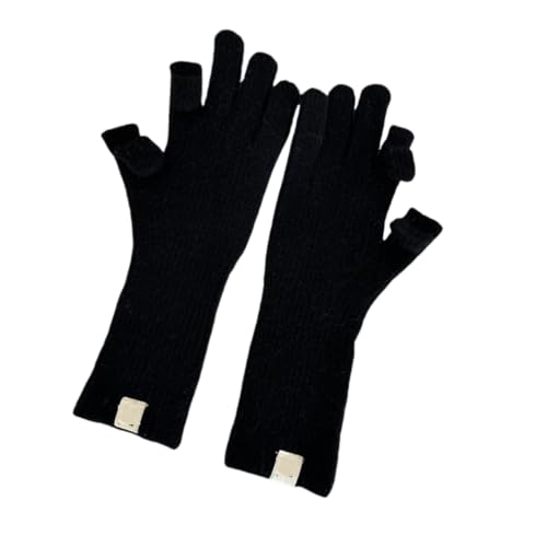 JINZIJINYU Warme Strickhandschuhe Für Damen Finger Flip Wollhandschuhe Winter Fahrrad Touchscreen Langhandschuhe Für Herren Schwarz von JINZIJINYU