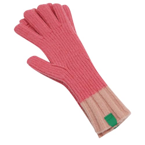 JINZIJINYU Warme Strickhandschuhe Für Damen Fünf Finger Handschuhe Mit Undichten Fingern Und Farblich Passenden Winddichten Radhandschuhen Aus Wolle Für Mädchen Rosa von JINZIJINYU