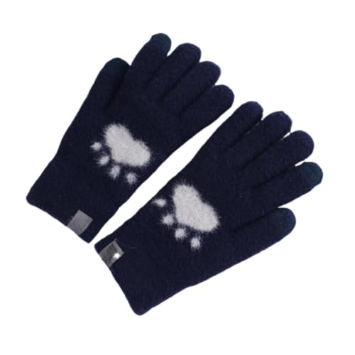 JINZIJINYU Warme Strickhandschuhe Für Damen Handschuhe Mit Bärentatzenmuster Jacquard Welpenpfoten Touchscreen Handschuhe Schwarz von JINZIJINYU