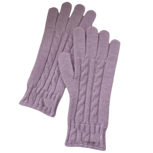 JINZIJINYU Warme Strickhandschuhe Für Damen Touchscreen Twist Knot Gestreifte Wollhandschuhe Fingerlose Damen Fahrradhandschuhe Lila von JINZIJINYU