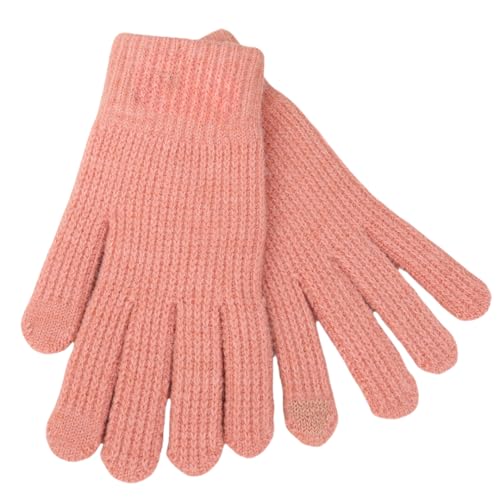 JINZIJINYU Warme Strickhandschuhe Für Damen Touchscreen Woll Winterhandschuhe Für Herren Samtverdickte Kältebeständige Outdoor Handschuhe Rosa von JINZIJINYU