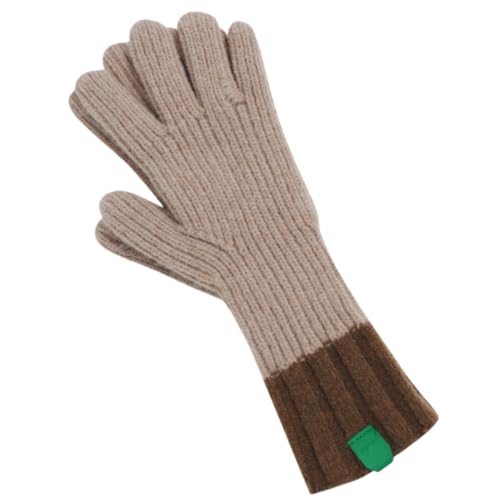 JINZIJINYU Warme Winter Strickhandschuhe Fünf Finger Handschuhe Mit Undichten Fingern Farblich Passende Winddichte Fahrradhandschuhe Aus Wolle Für Mädchen Braun von JINZIJINYU