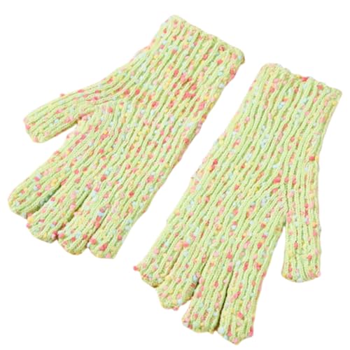 JINZIJINYU Winter Handschuhe Damen Touchscreen Fleece Fingerlose Farbige Kältebeständige Handschuhe Damen Winter Fleece Handschuhe Grün von JINZIJINYU