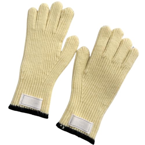 JINZIJINYU Winter Strickhandschuhe Damen Farbblockierte Winter Fahrradhandschuhe Mit Geteiltem Finger Und Kältefestem Touchscreen Gelb von JINZIJINYU