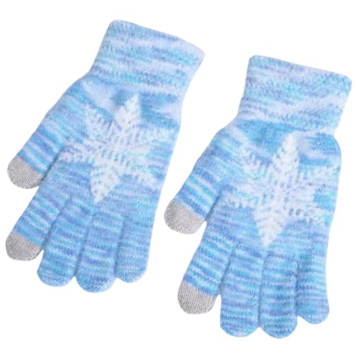 JINZIJINYU Winter Strickhandschuhe Damen Fingerlose Winter Fleece Fahrrad Mischhandschuhe Blau von JINZIJINYU